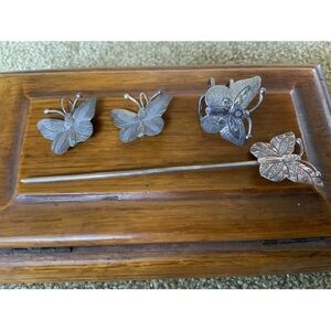 Silver Butterfly Ring, Earrings, Brooch (22)